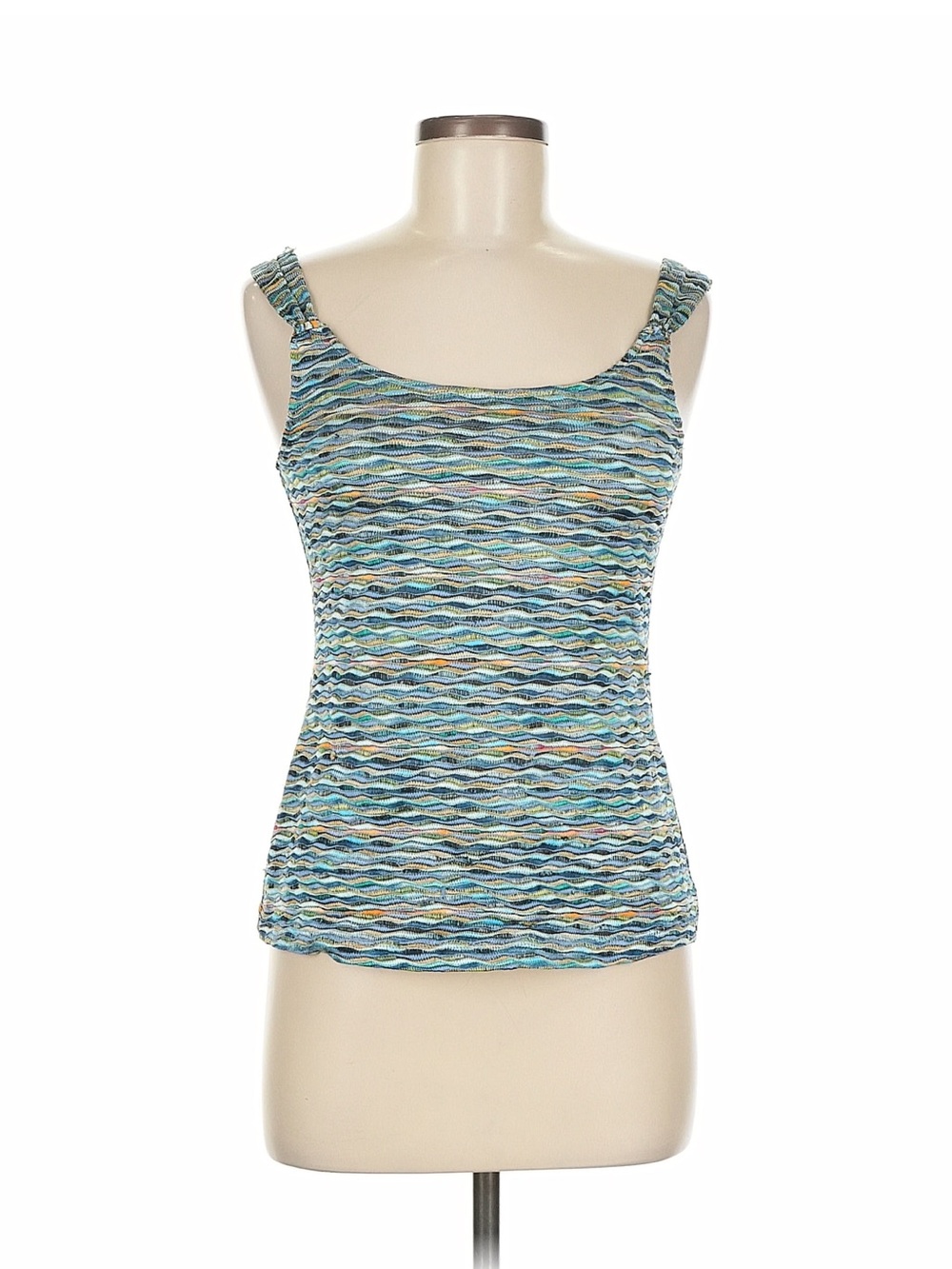 Tribal Blue Multi-Color Wave Knit Tank